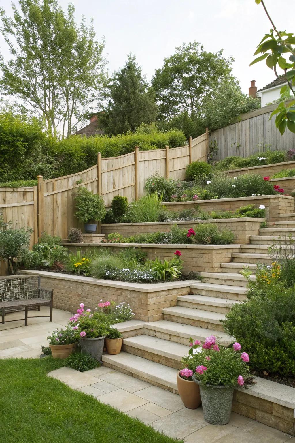 Distinct levels contribute depth and intrigue to a small-scale space.