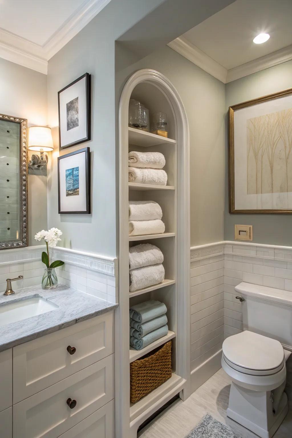 Niches built-in provide a storage solution that blends seamlessly.