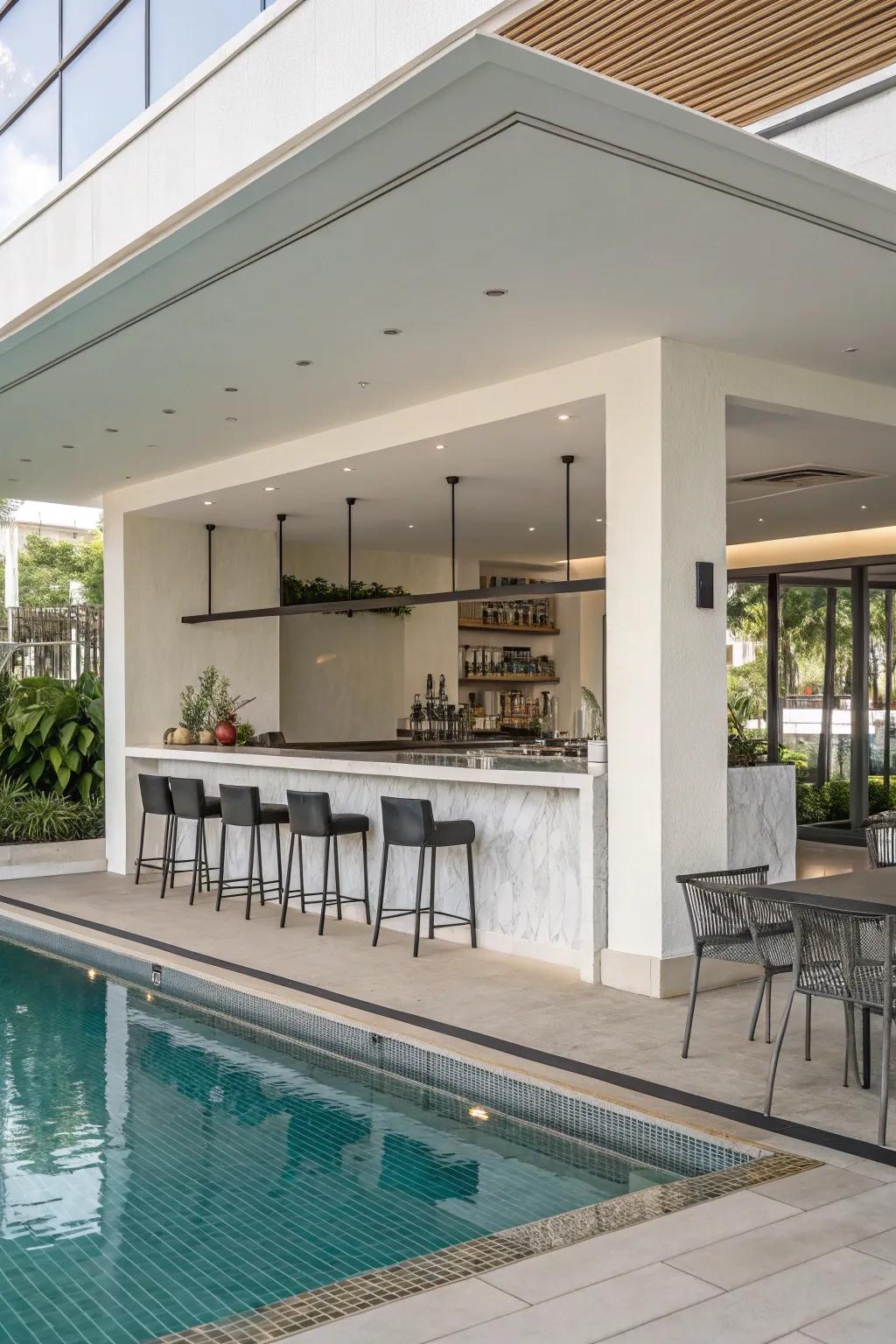 Minimalist design brings a touch of sophistication to your pool bar.