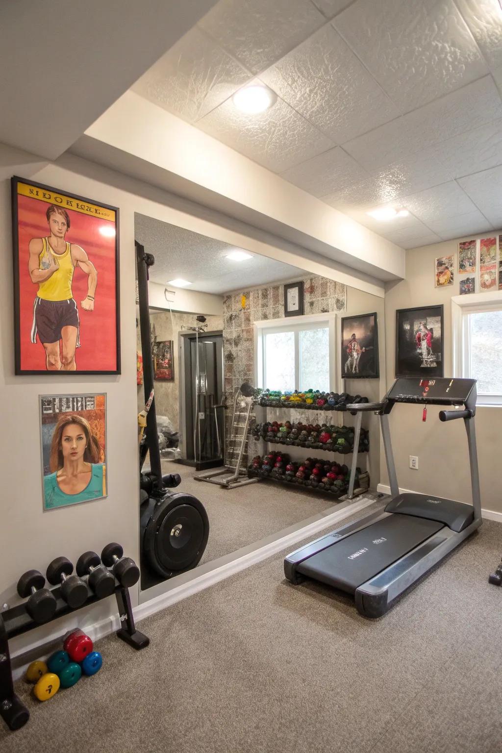 Stay active with a personal fitness zone in your basement.