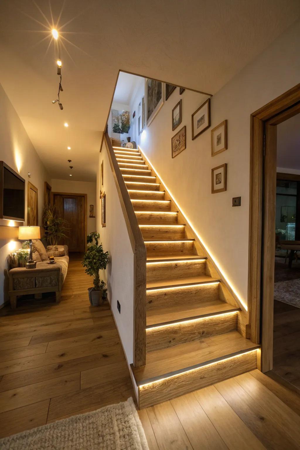 Lighting can add a warm and welcoming feel to your stairs.