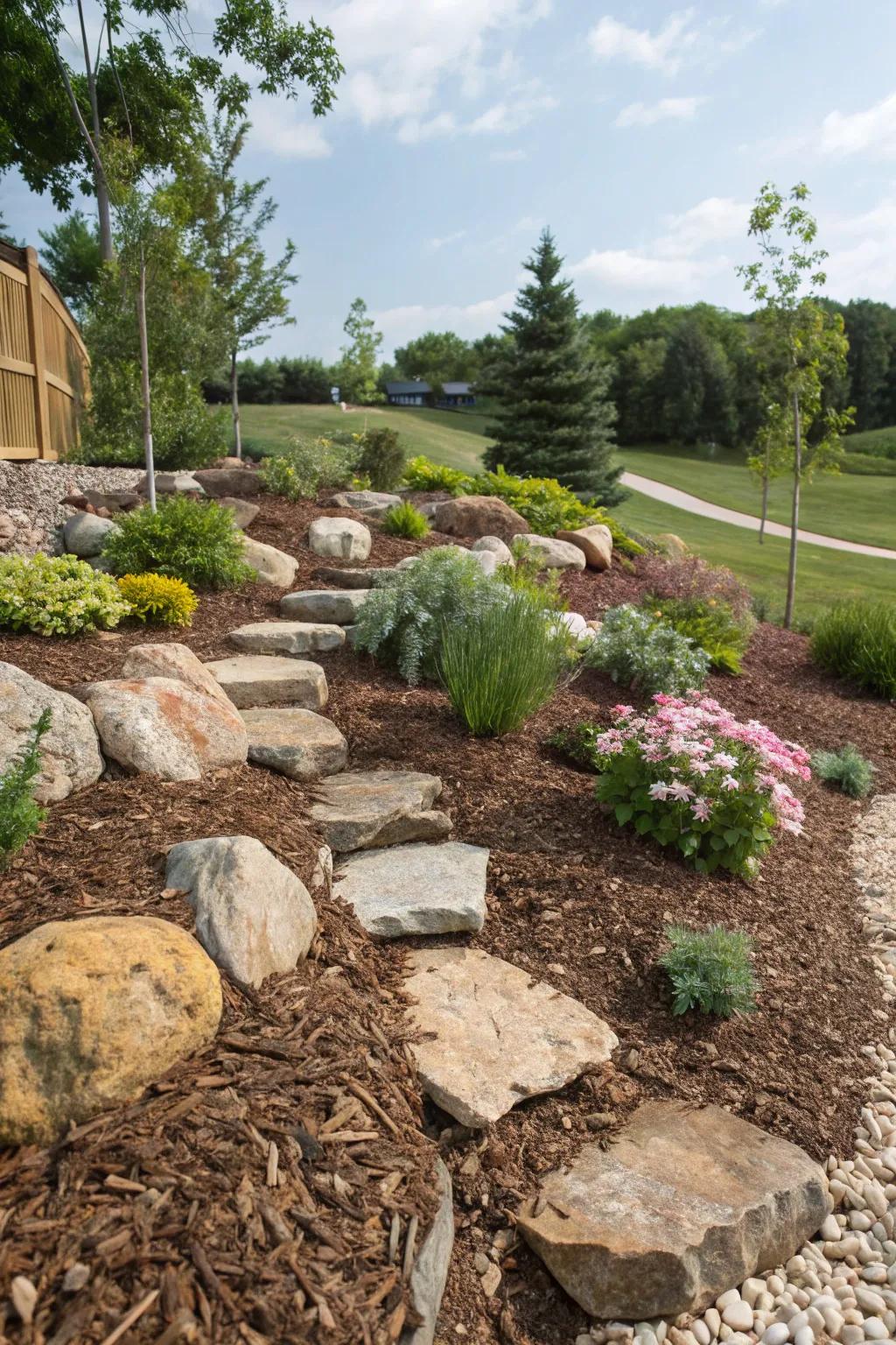 Add dimension to your garden with layered materials.