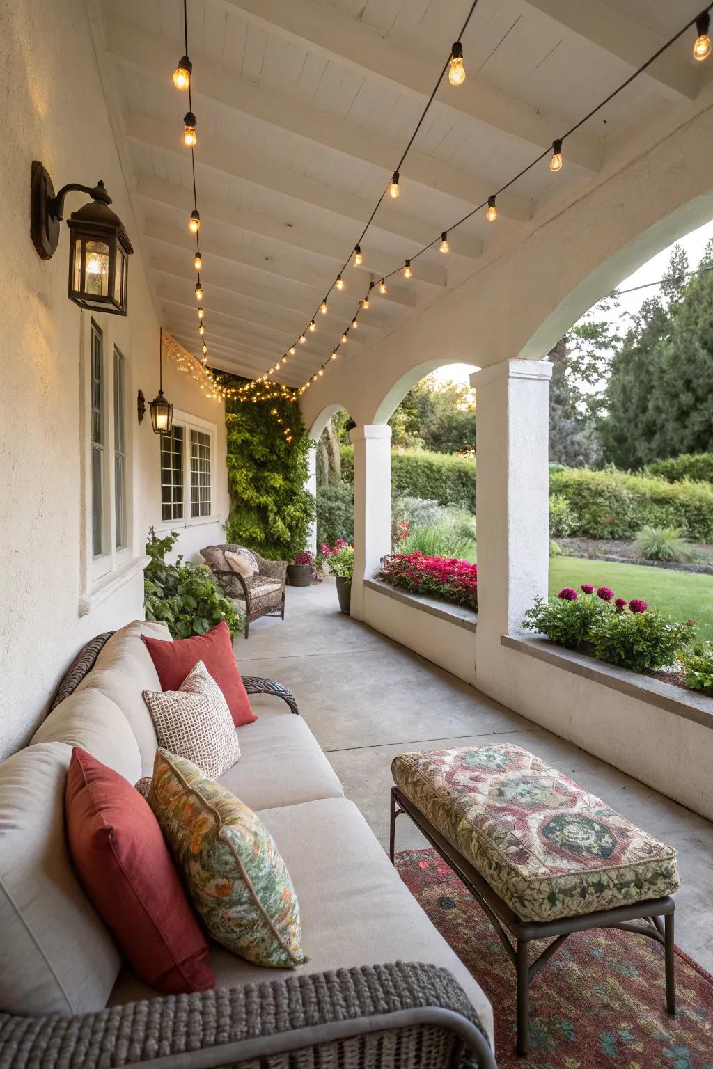 A covered porch allows for year-round outdoor enjoyment.