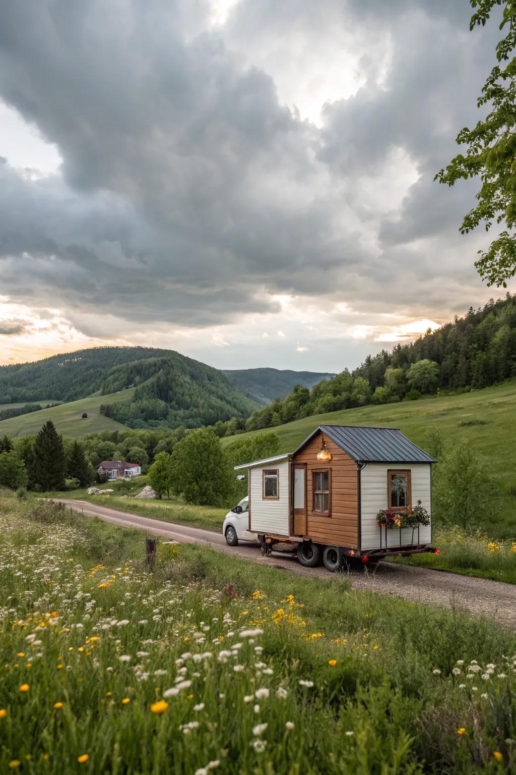 Experience mobility with a tiny home on wheels.