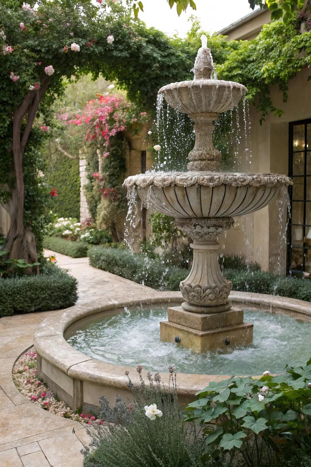 Artistic water features create a daring statement.