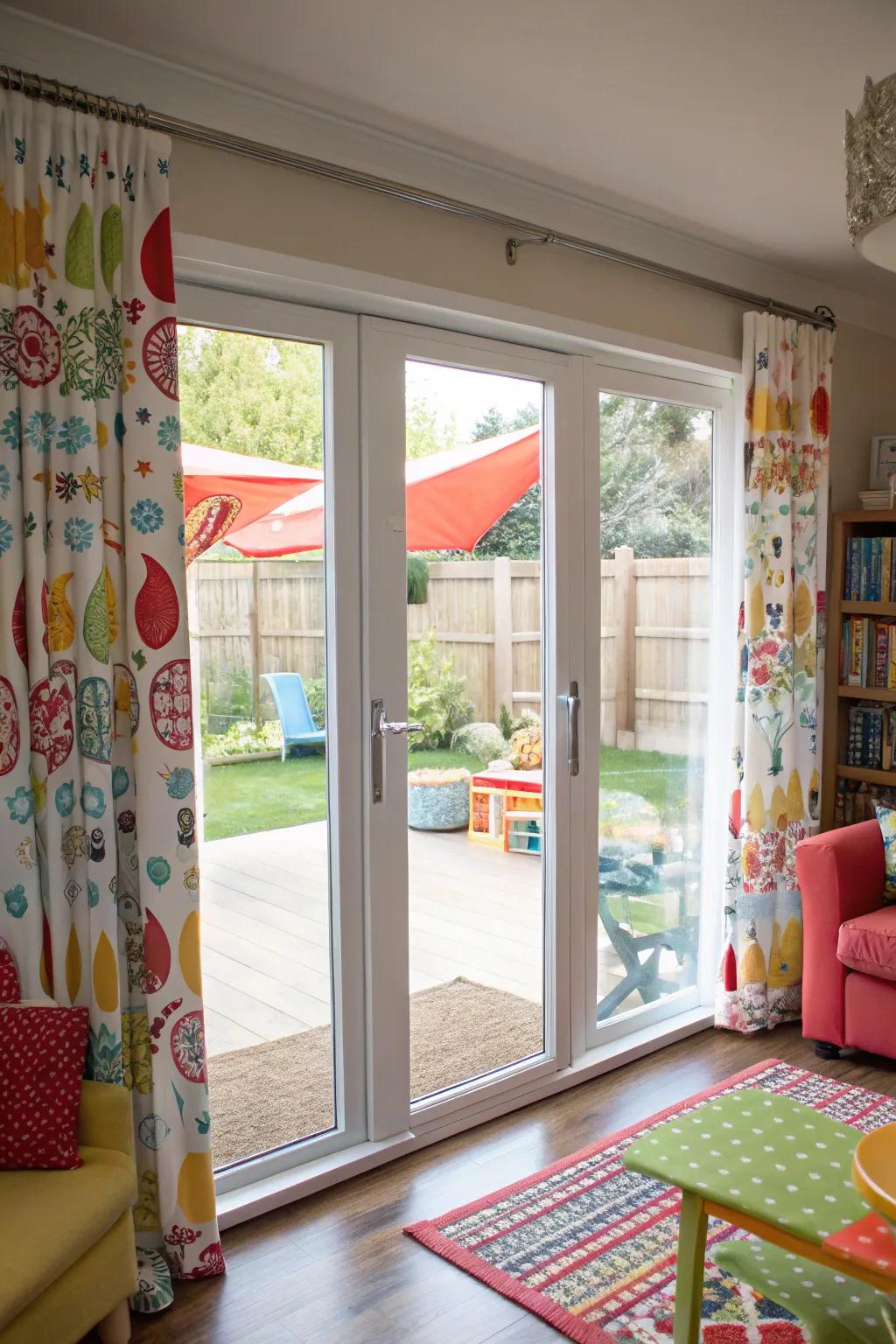 Patterned valances add a lively touch to any room.