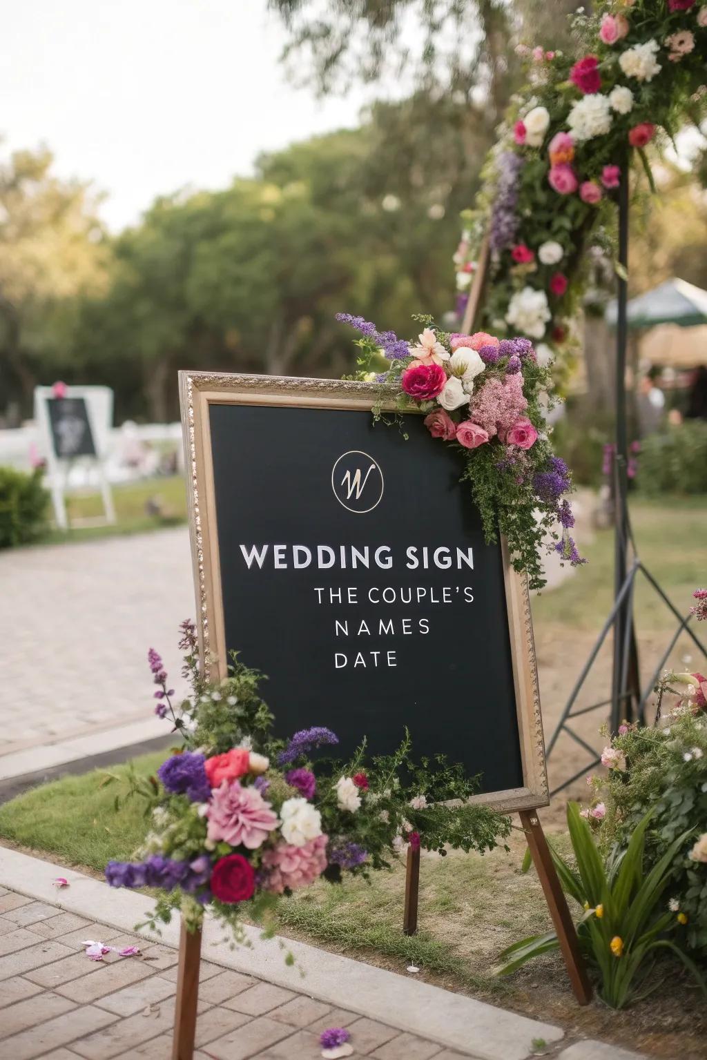 Floral frames bring color and freshness to signs.