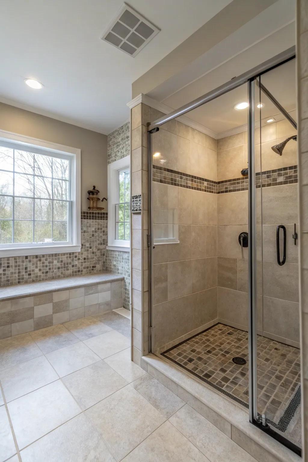 Walk-in showers offer accessibility and a seamless design.