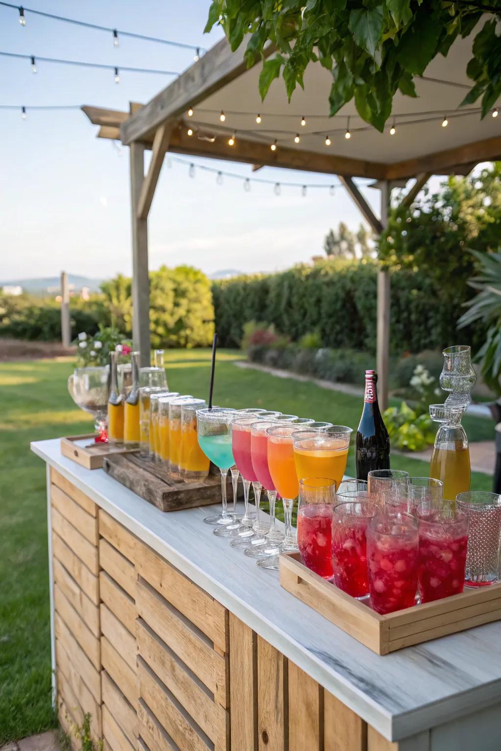 A self-serve refreshment station maintains attendee invigoration.