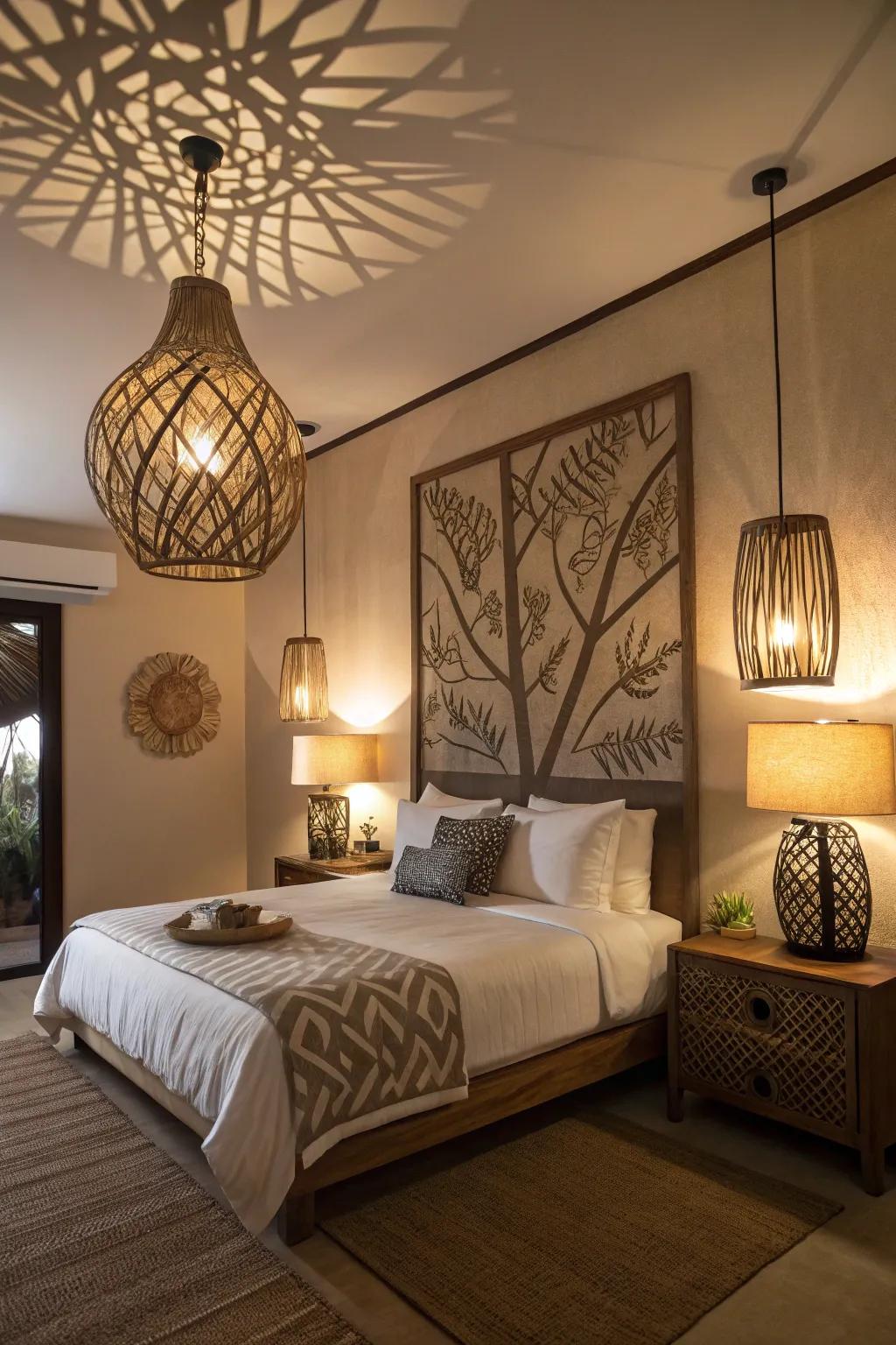 Your bedroom gains flair and function from unique lighting fixtures.