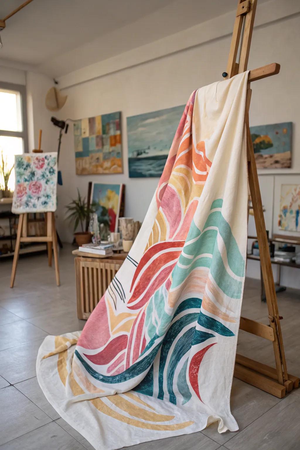 An artistic expression blanket, transforming artwork into cozy decor.