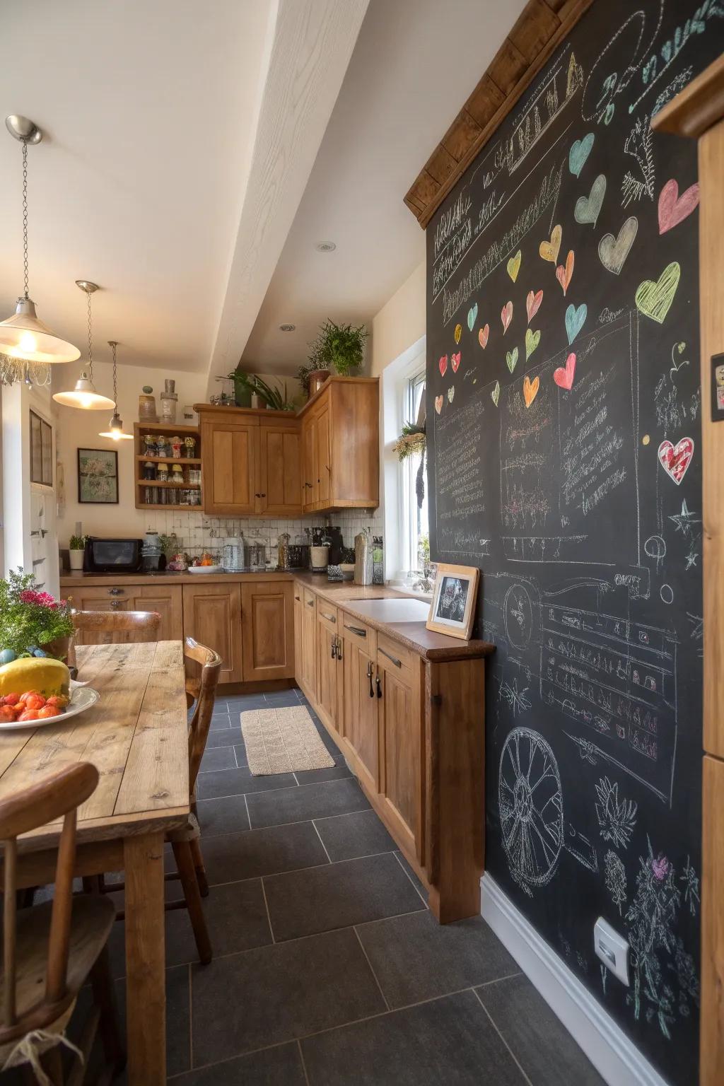 Add functionality and fun with a chalkboard wall.