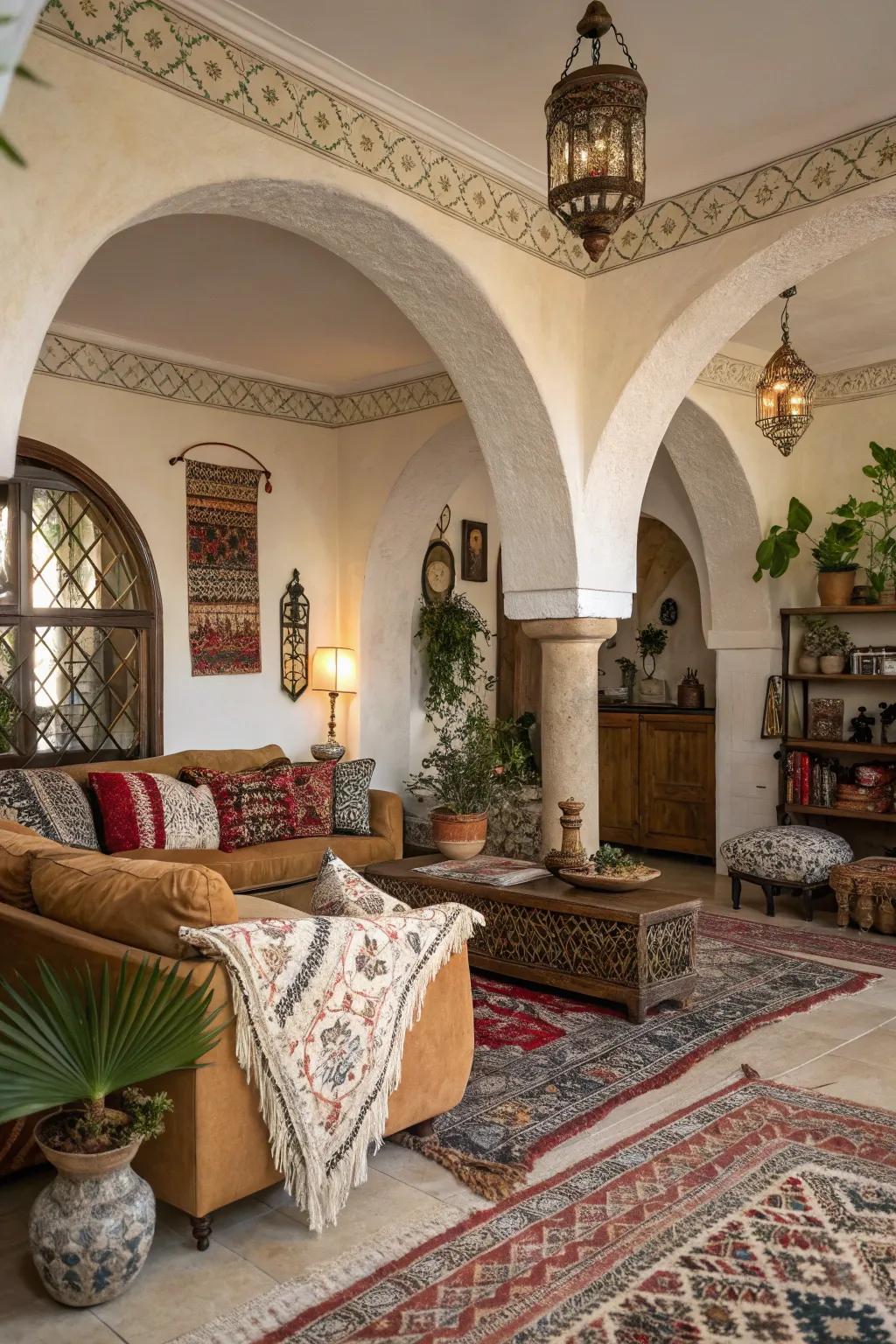 Architectural features enhance the bohemian atmosphere.