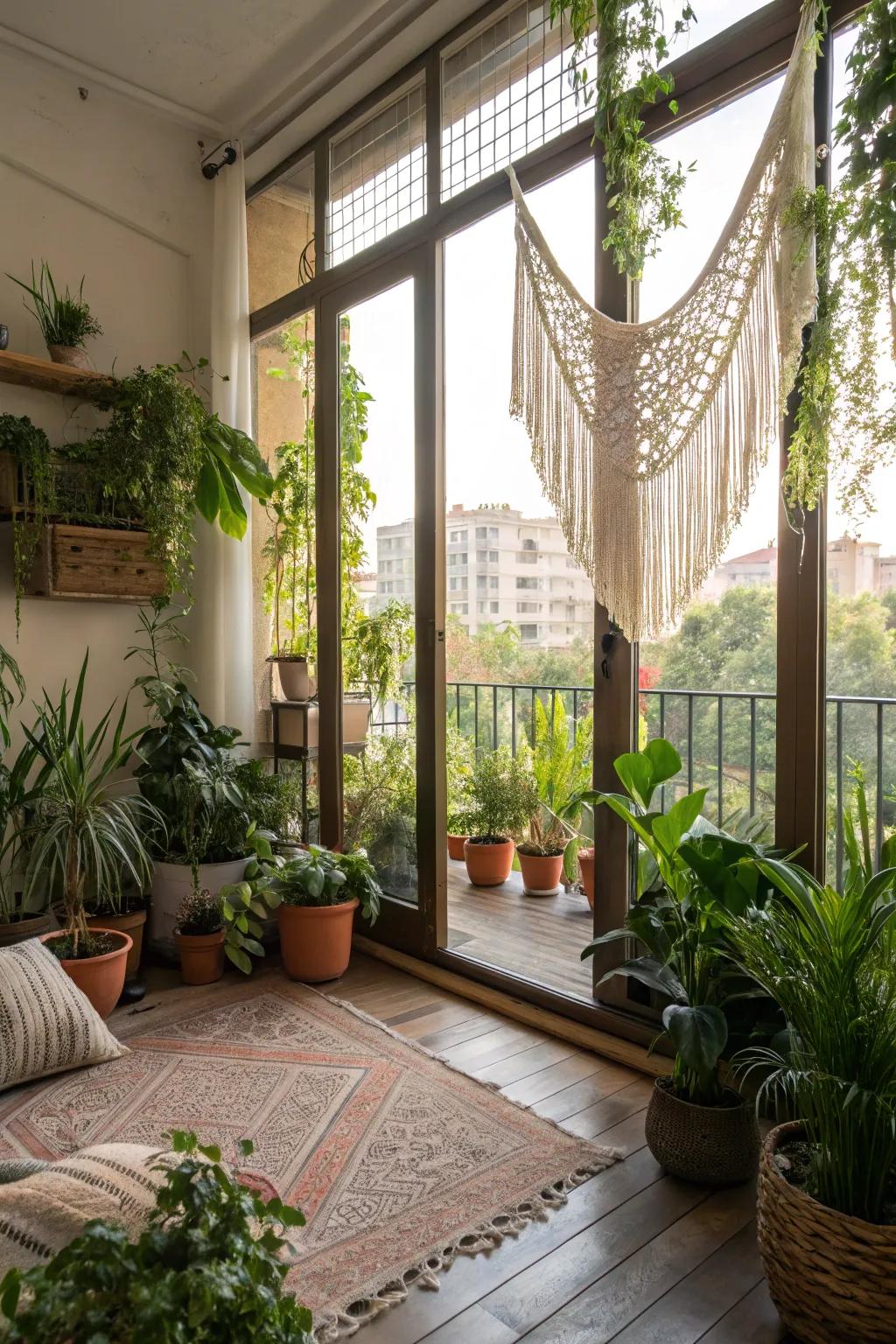 Seamless indoor-outdoor flow connects the plant room with nature.