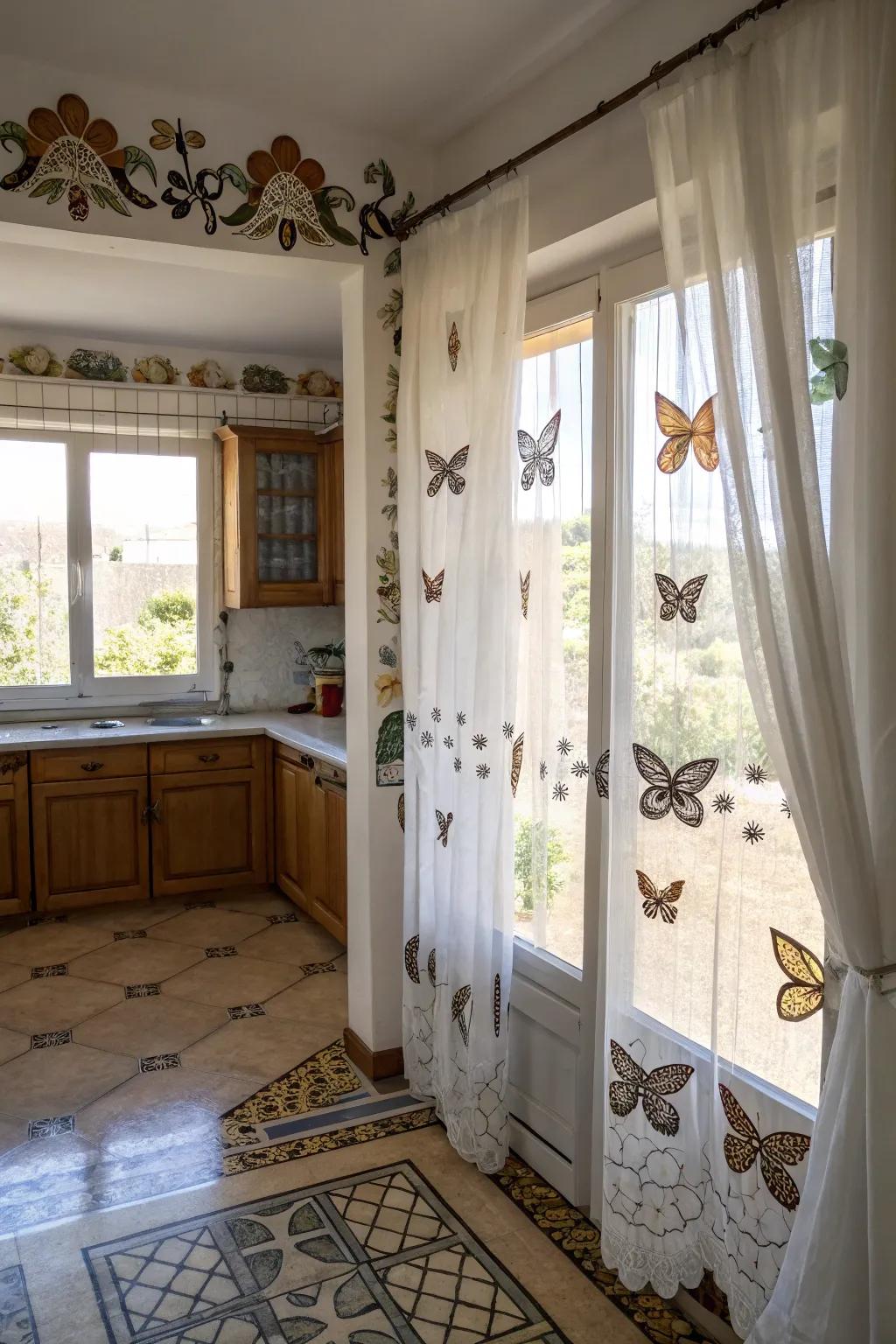 Butterfly window appliqués contribute privacy with panache.