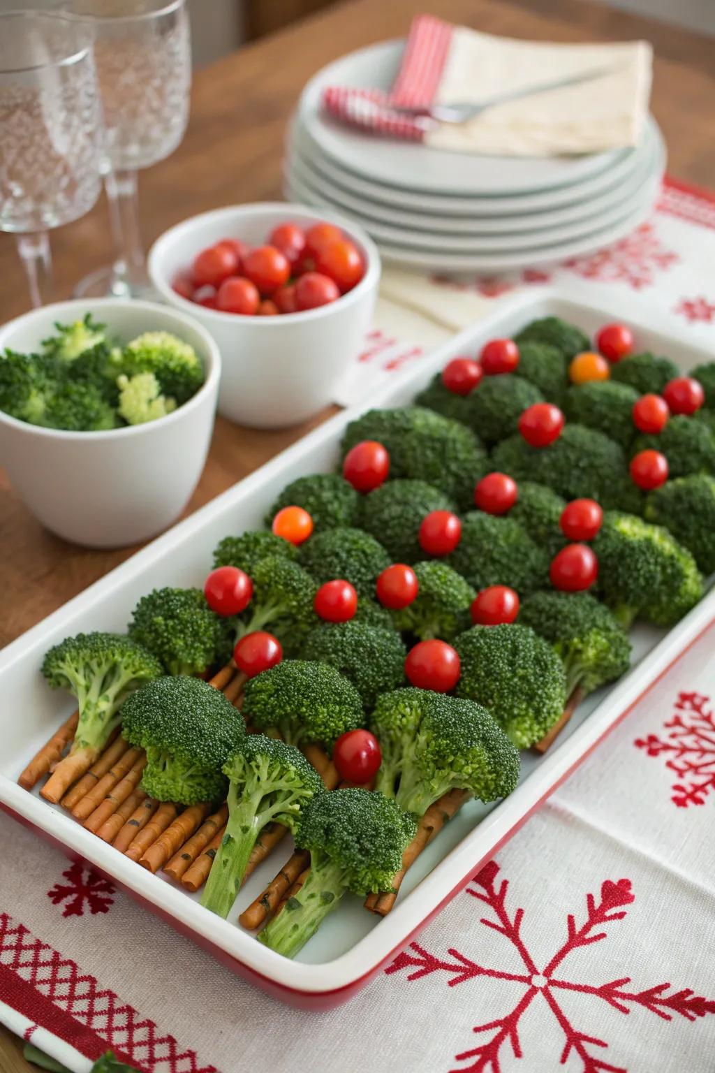 Adorable mini holiday tree veggies for a delightful snack.