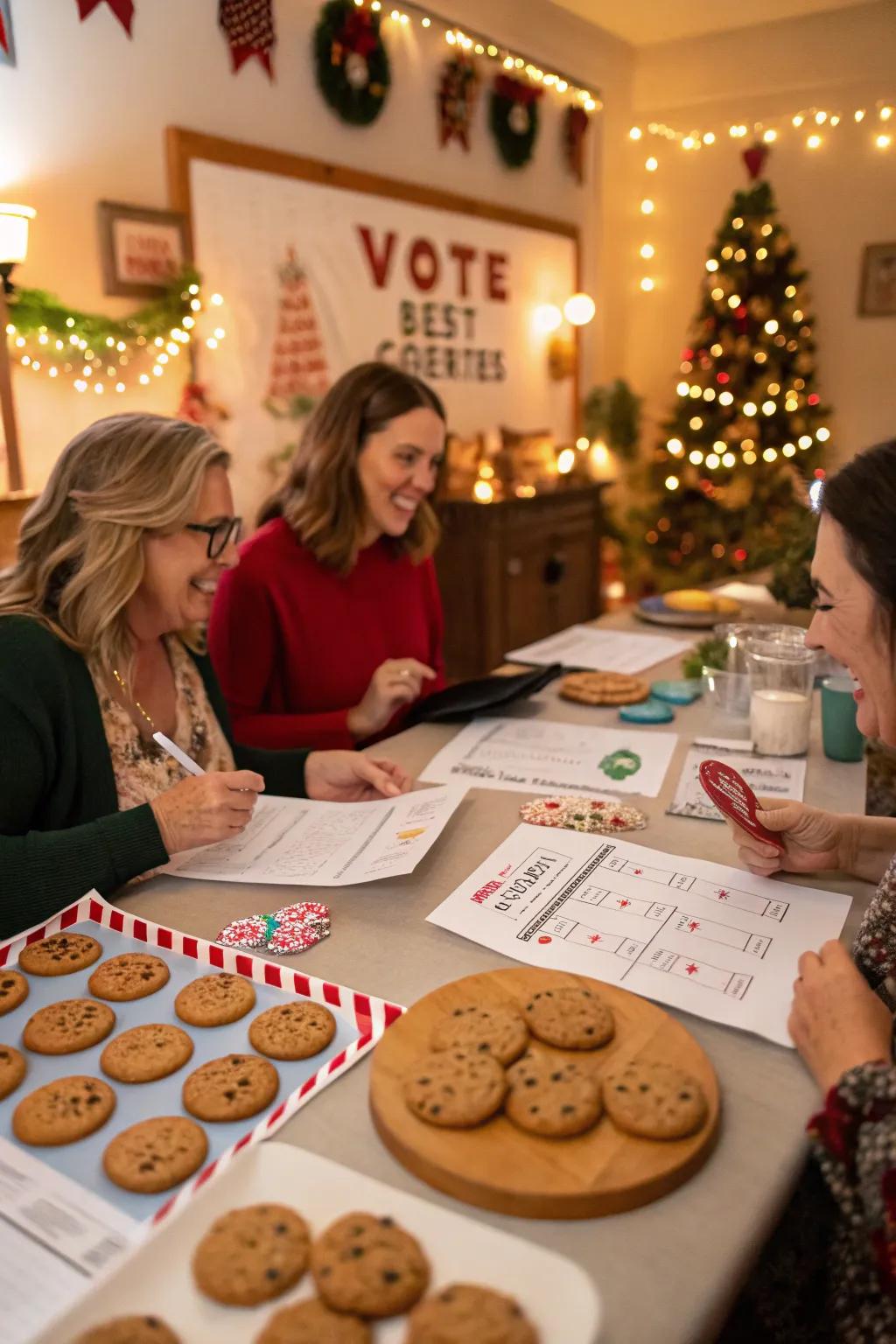 Guests reveling in a friendly cookie contest.