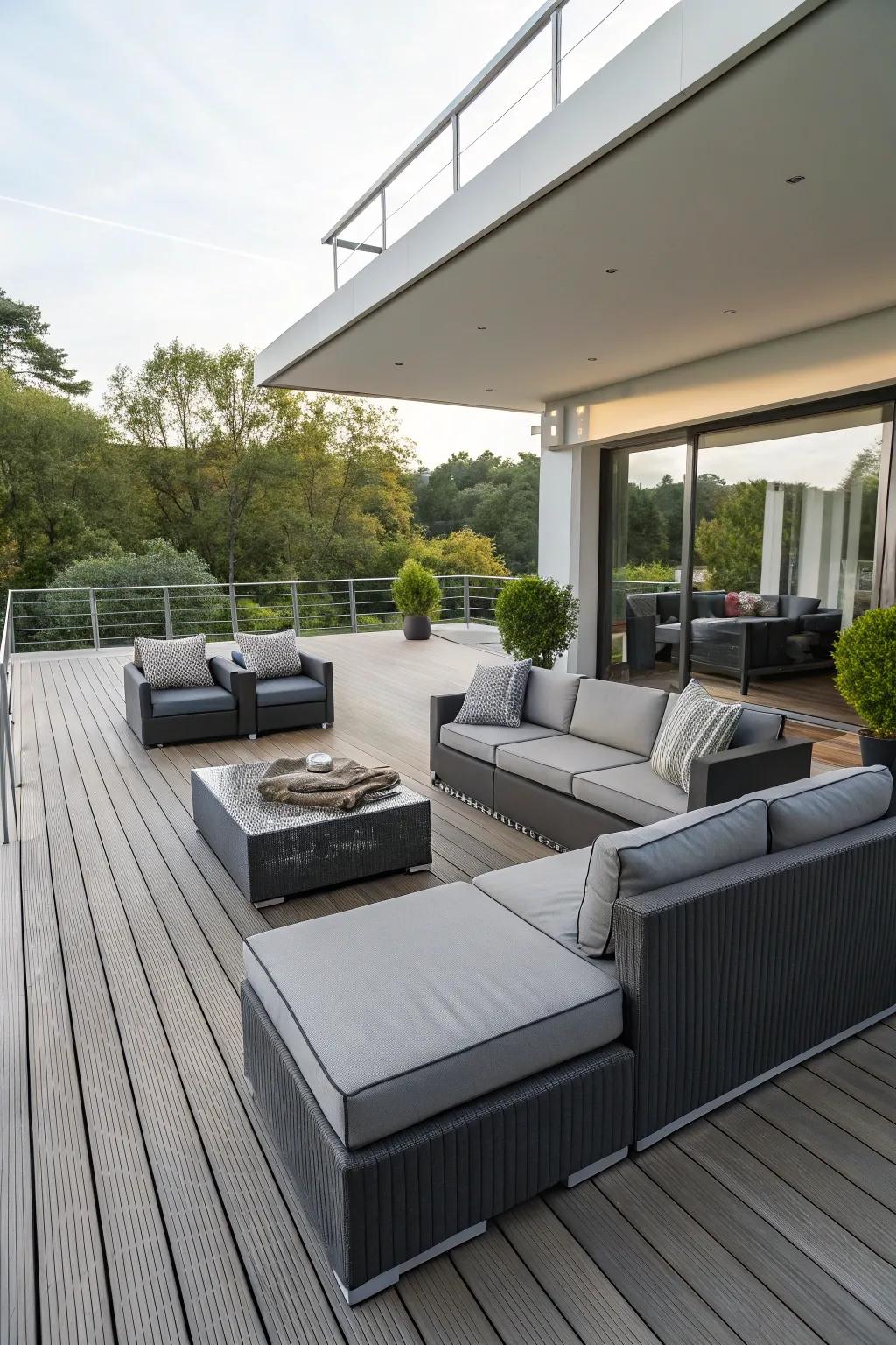 Modular furniture provides flexibility and adaptability for your deck.