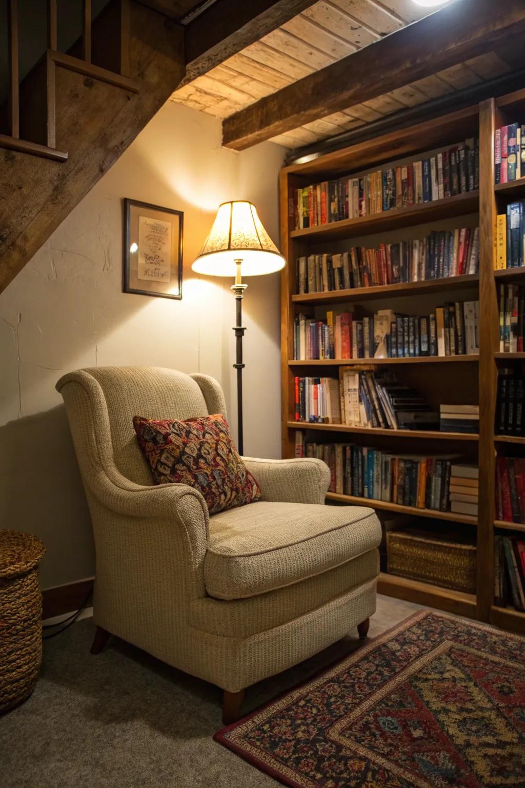 Relax with a great book in your cozy reading nook.