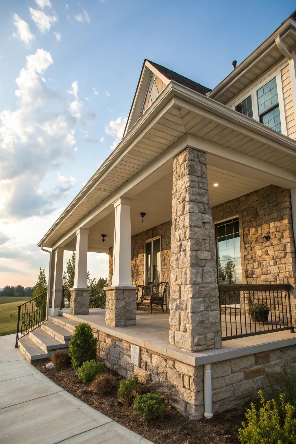 Stone-clad columns add elegance and sophistication to home exteriors.