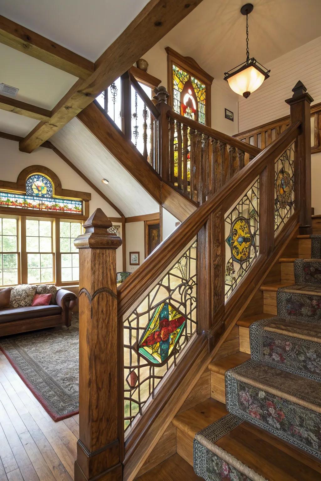 Stained glass adds color and elegance.