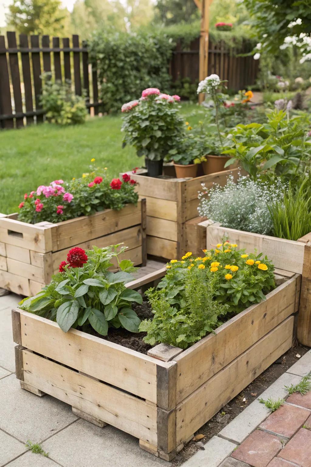 Enhance your garden with crate planters.