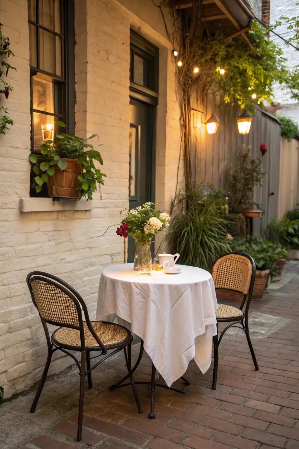 A bistro nook makes for delightful patio dining experiences.