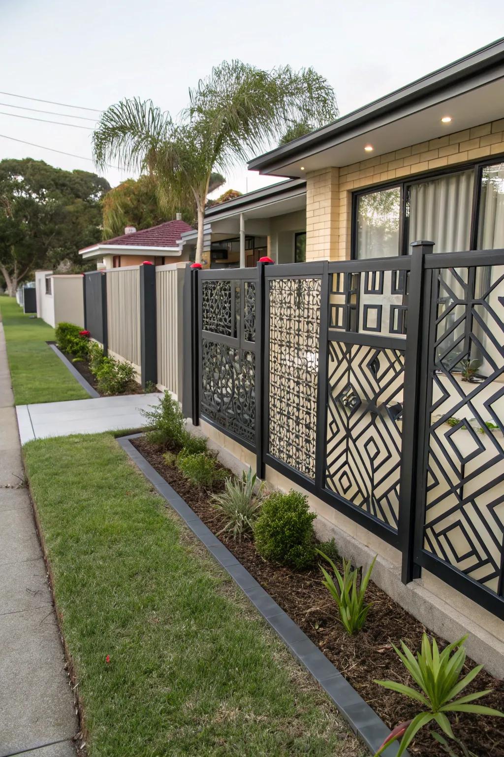 Geometric patterns transform fences into stunning statement pieces.