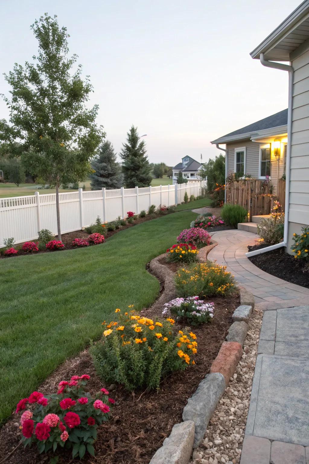 Mulched beds offer a polished and well-maintained appearance.