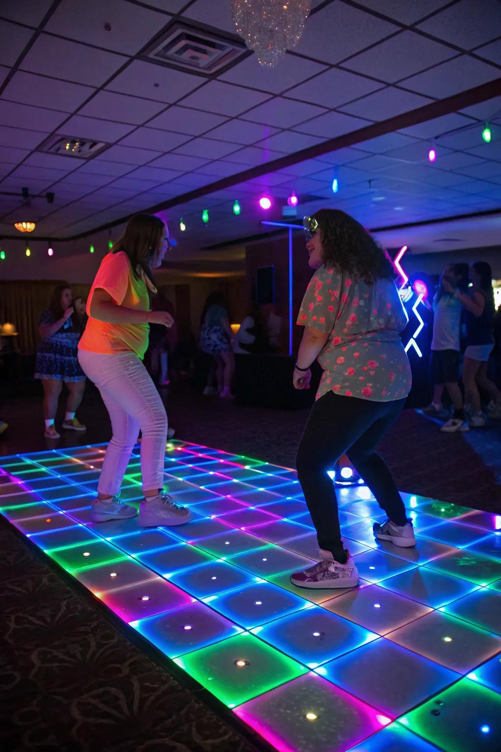 Dance the night away: An exhilarating radiant dance area for boundless enjoyment.