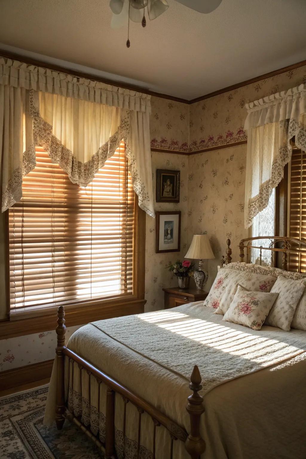 Ruffled toppers bring Victorian charm.