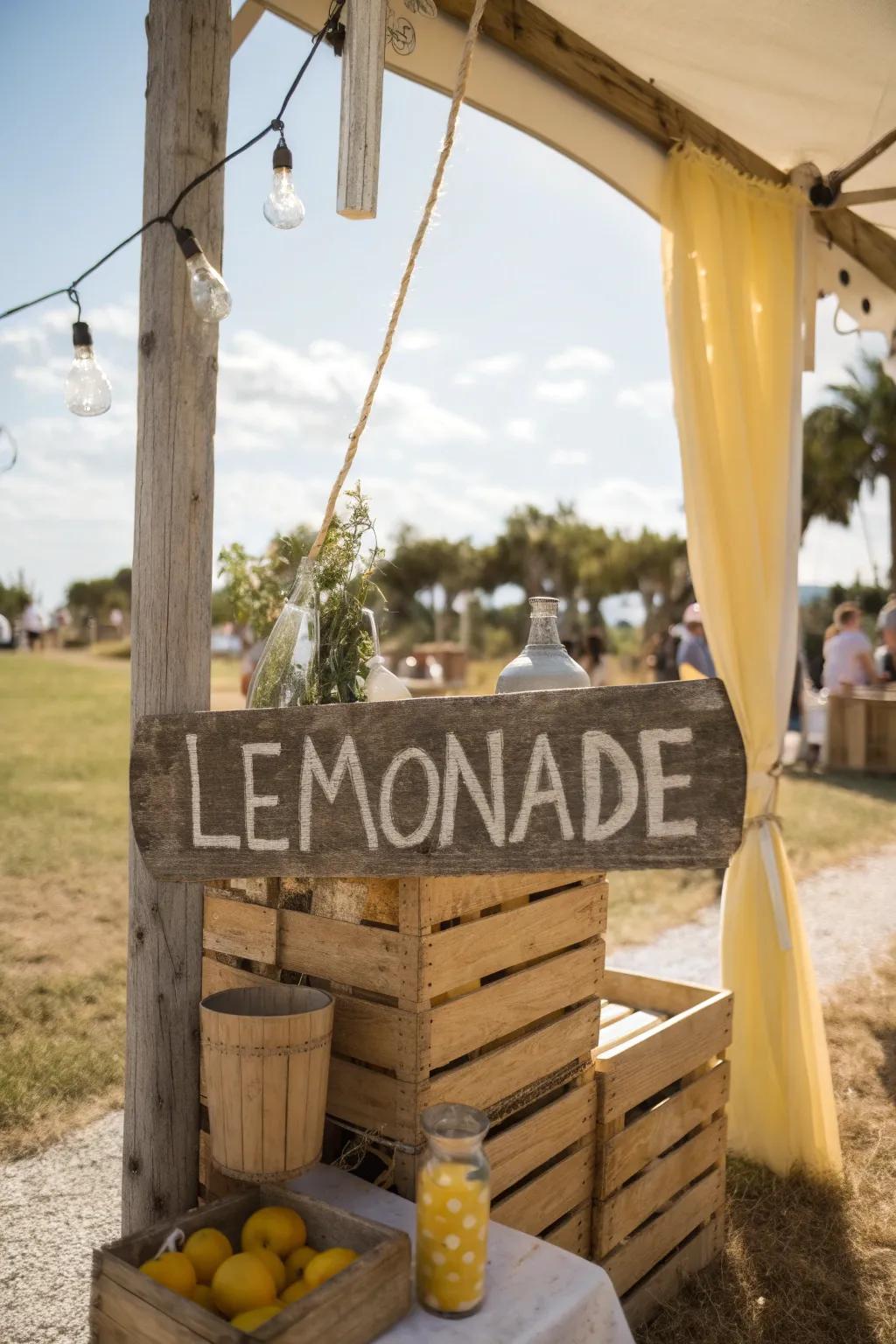 Eco-friendly signage adds unique texture and sustainability.