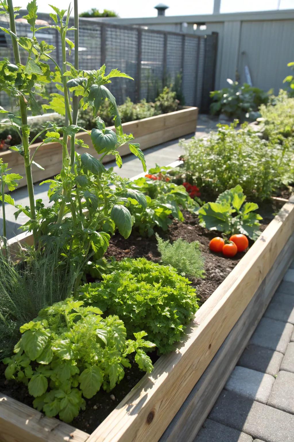 Raised garden beds that offer functionality and ease of maintenance.