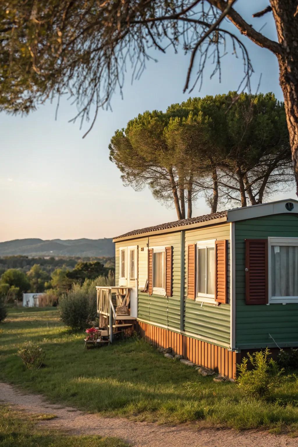 Nature-coordinated shutters blending with the surroundings.