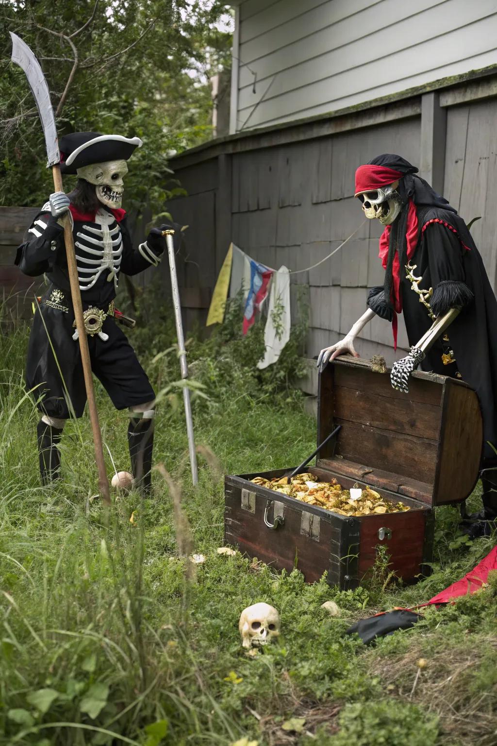 Pirate skeletons guarding their treasure.