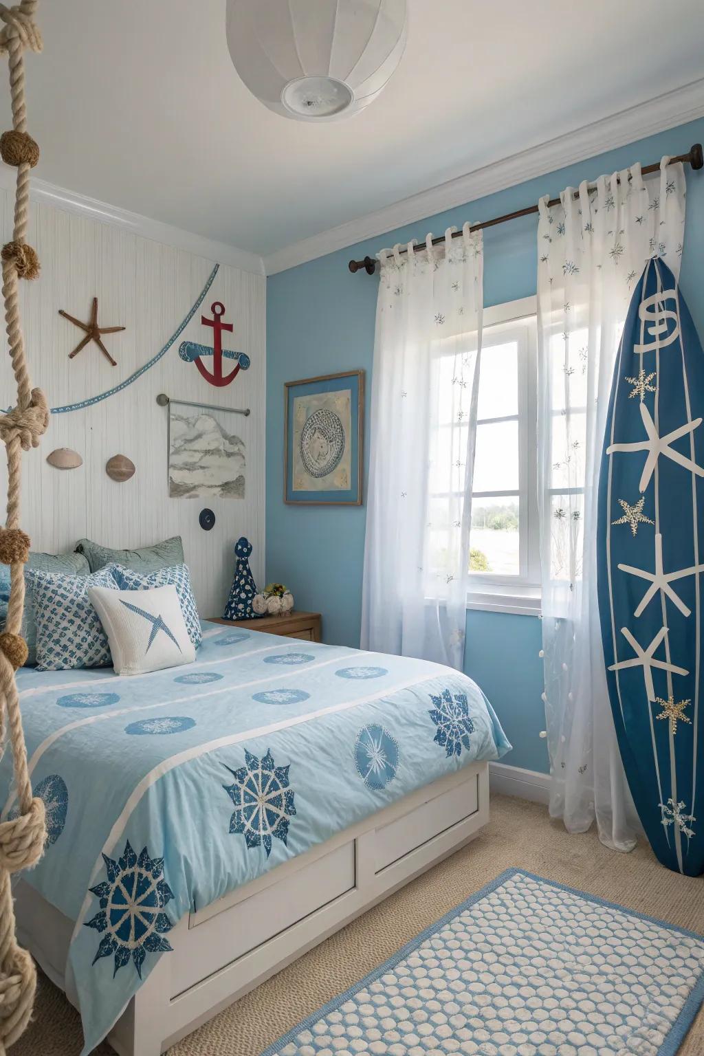 Themed decoration unifies the room in a harmonious manner.