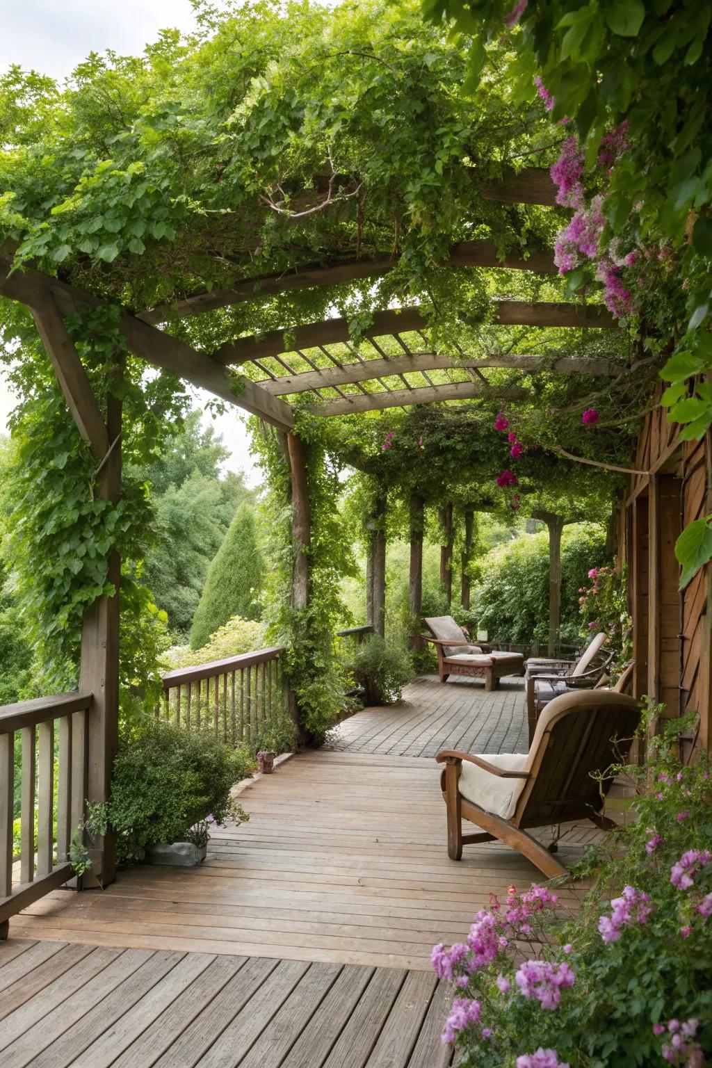 Vines can transform your deck into a shaded haven.