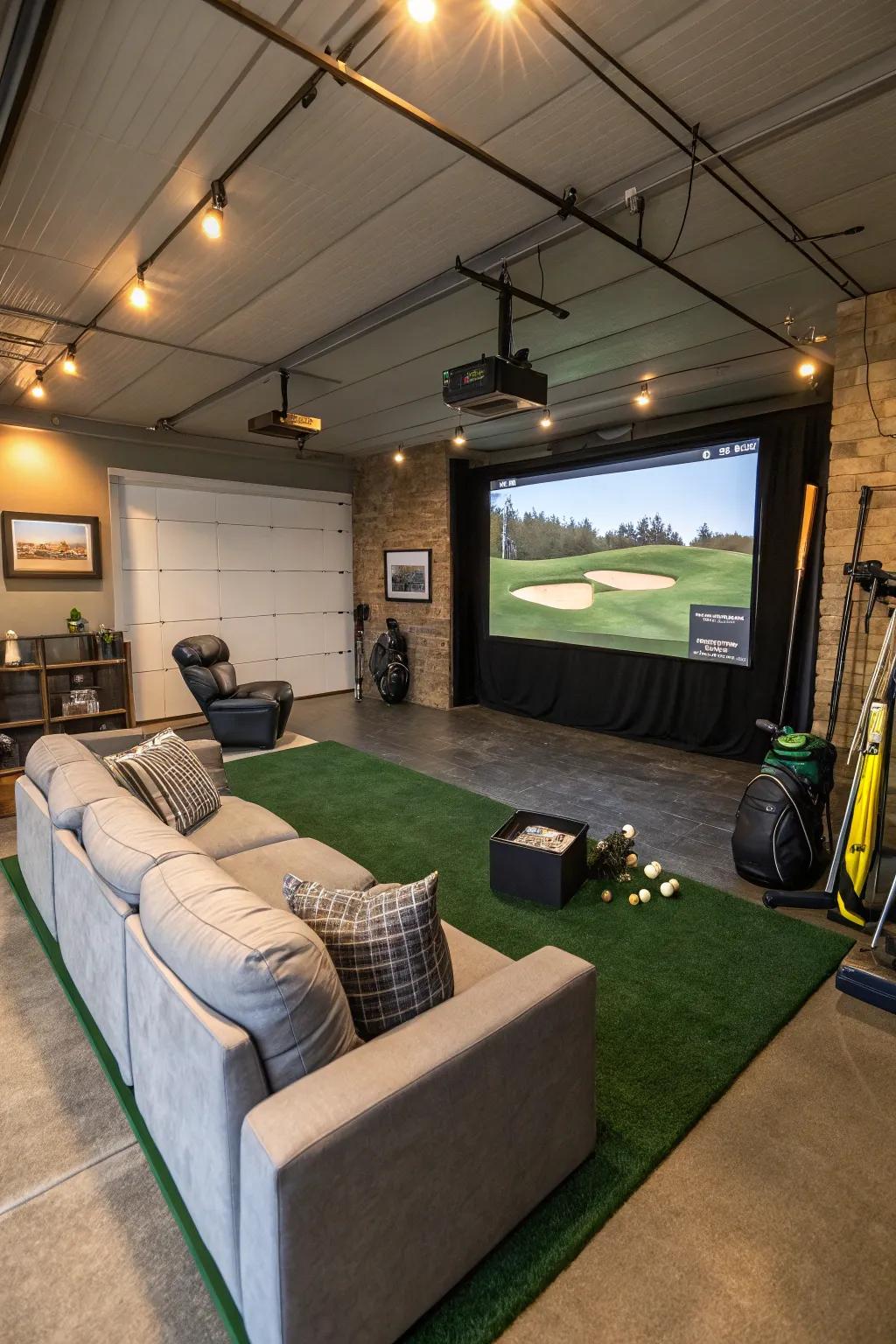 Enjoy a round of golf anytime with a virtual simulator.