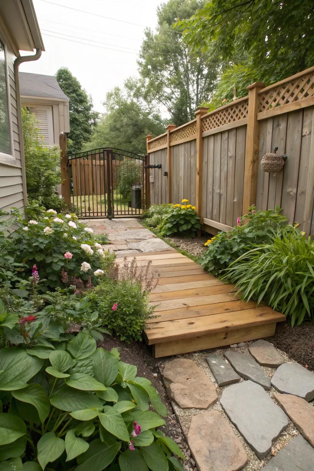 Natural materials like wood and stone enhance your backyard's charm.