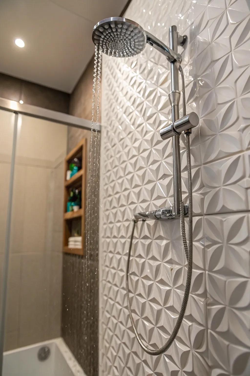 3D tiles add a tactile and visual dimension to showers.