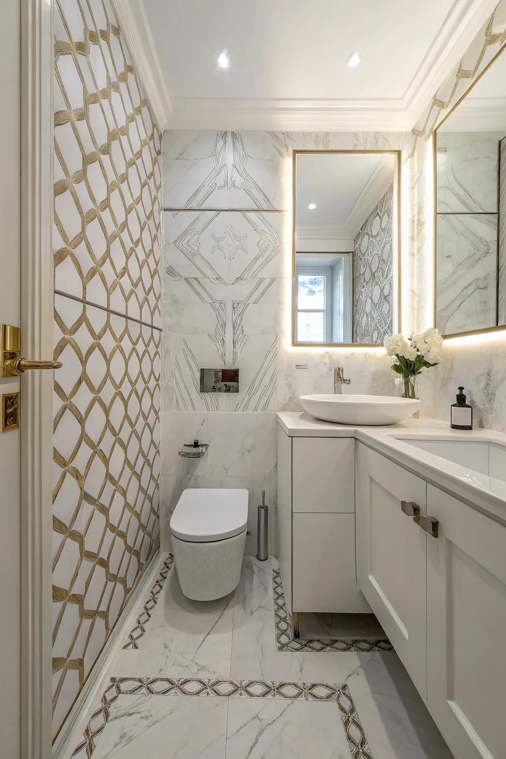 Patterned stone adds personality while staying classy.