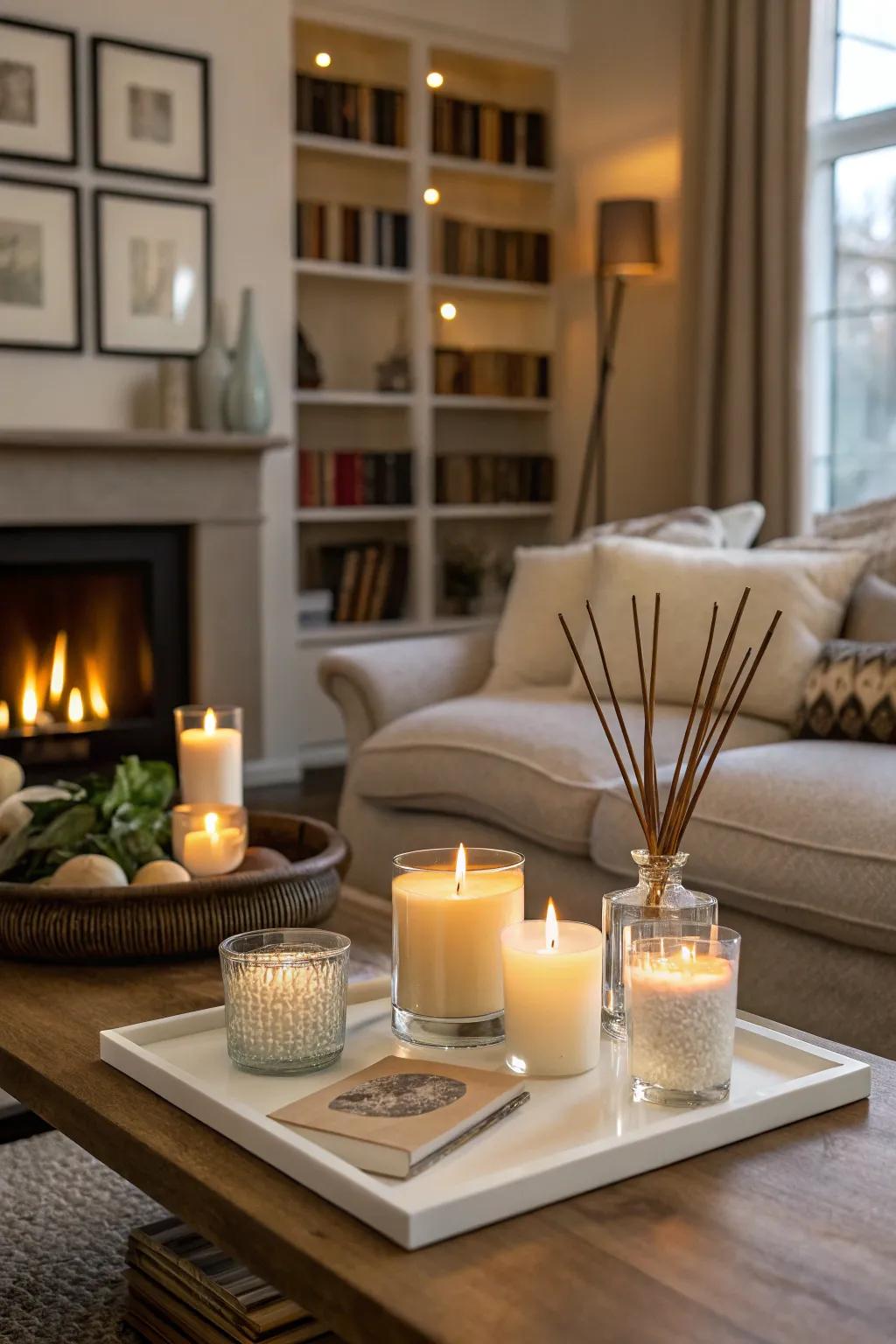 Seasonal scents like lavender and citrus uplift the ambiance.