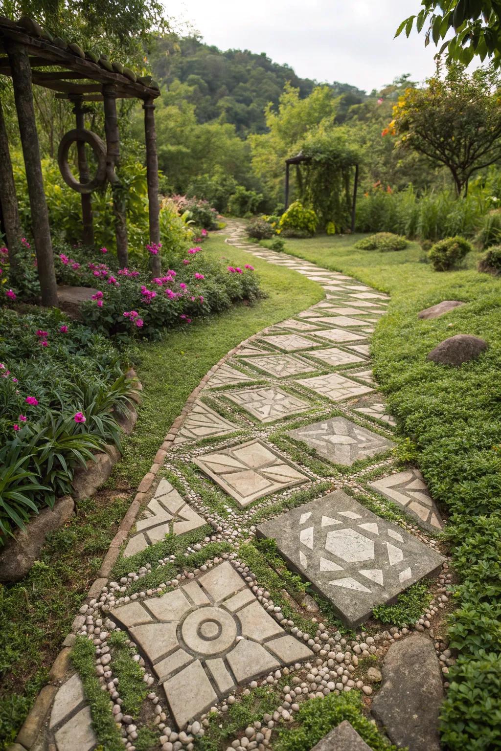 Patterned stone layouts bring drama and sophistication to your path.