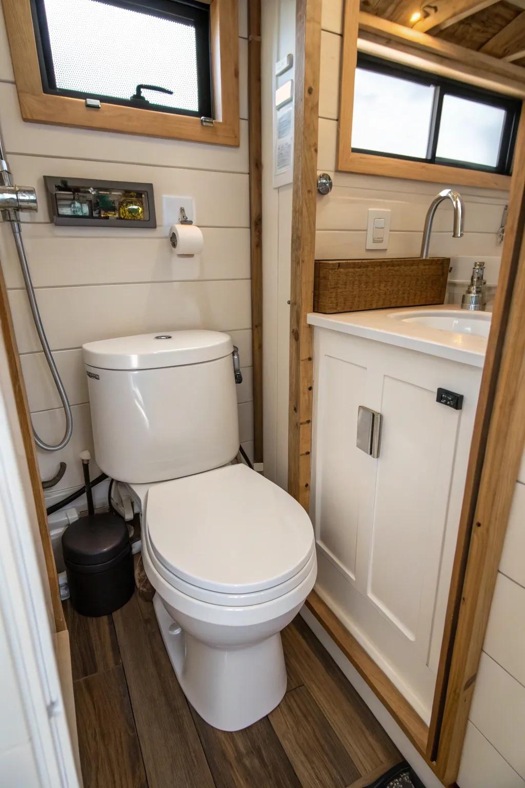 Macerating toilet offering flexible installation possibilities