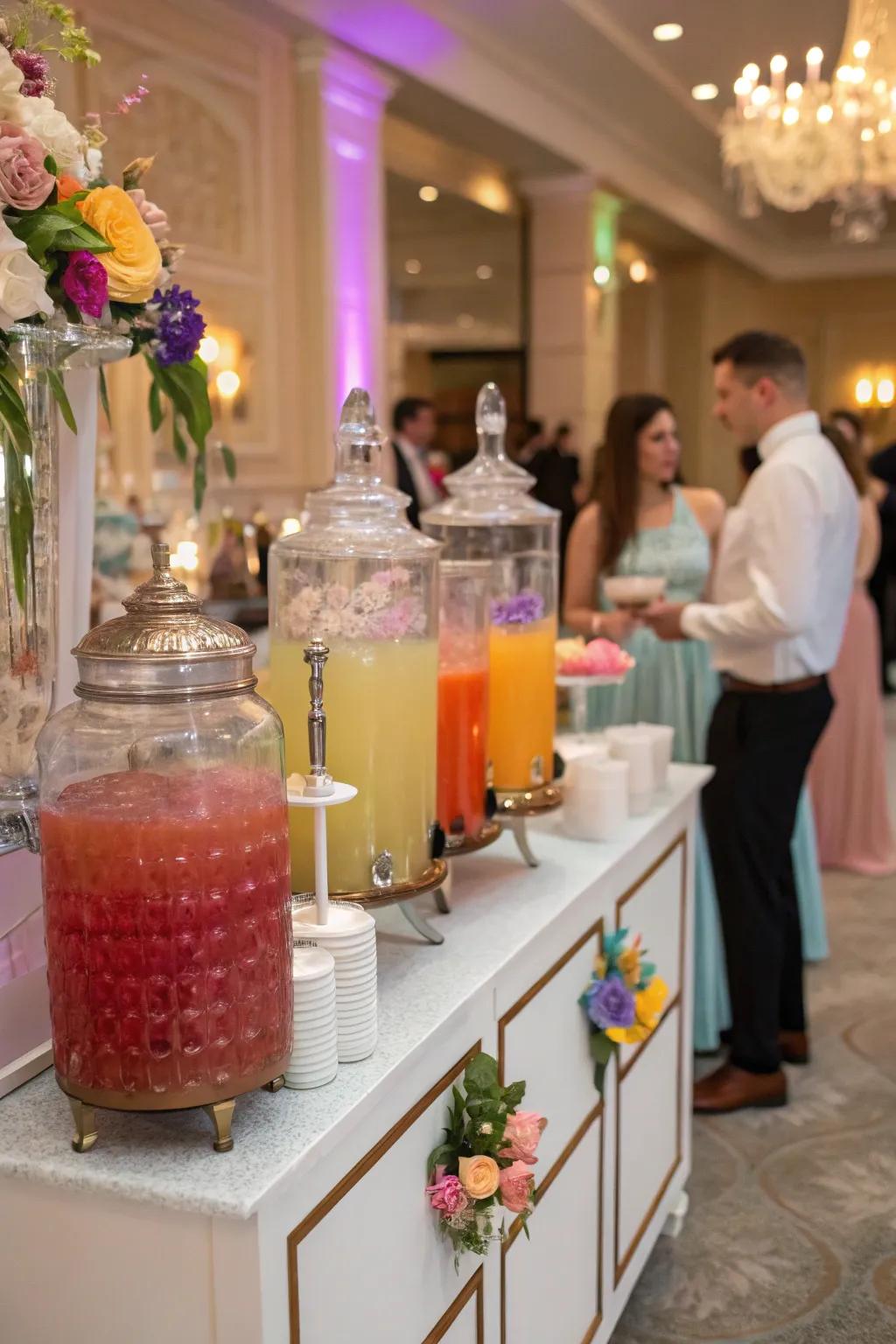 A unique wedding beverage station offering customized drinks for guests.