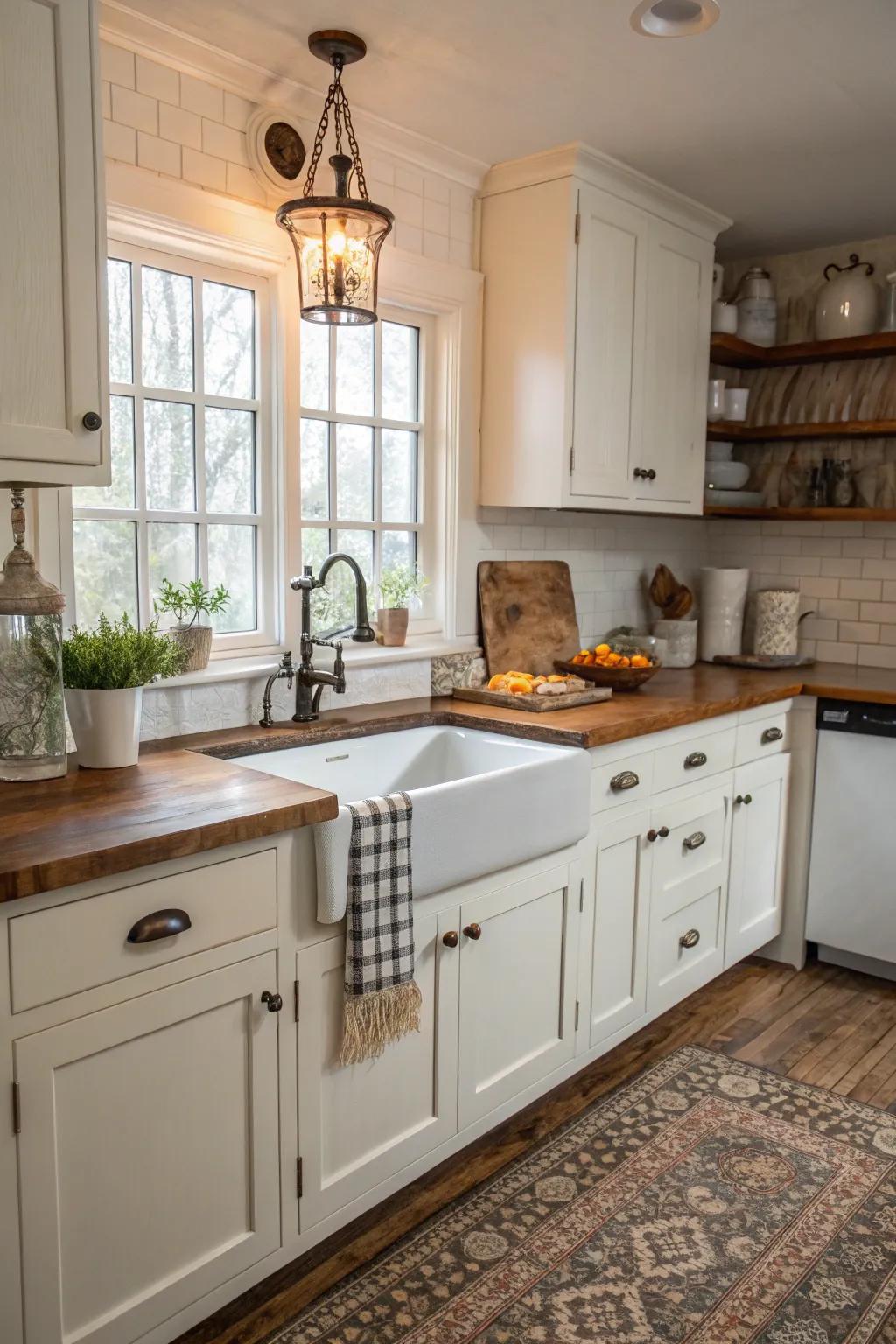 A kitchen that combines modern functionality with vintage charm.