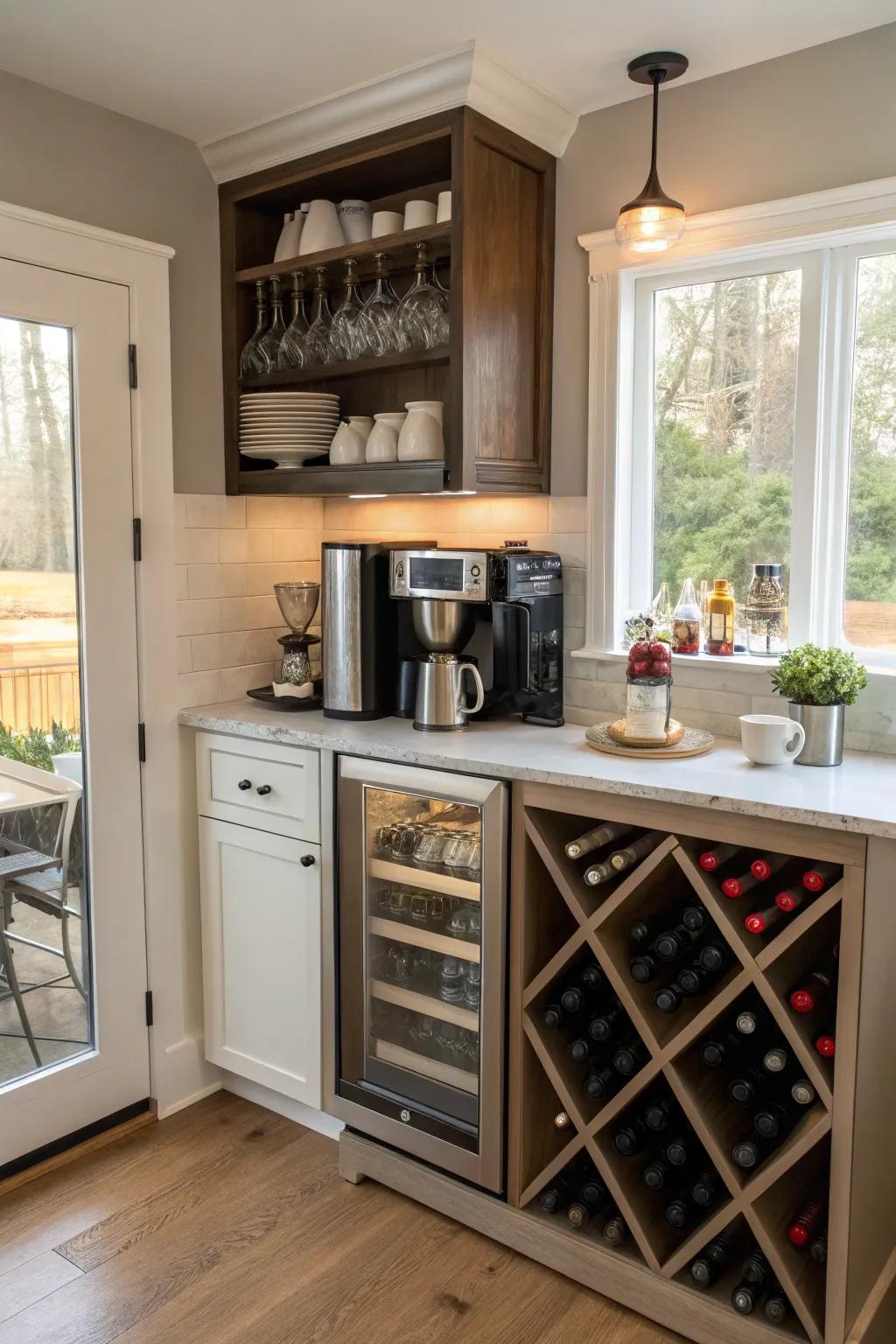 Design a flexible space by merging wine storage with other functions.