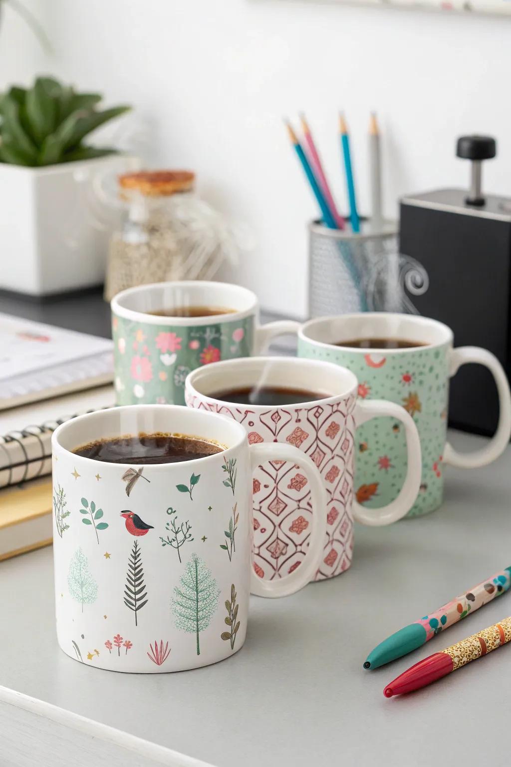 Personalized mugs add character and warmth to your coffee breaks.