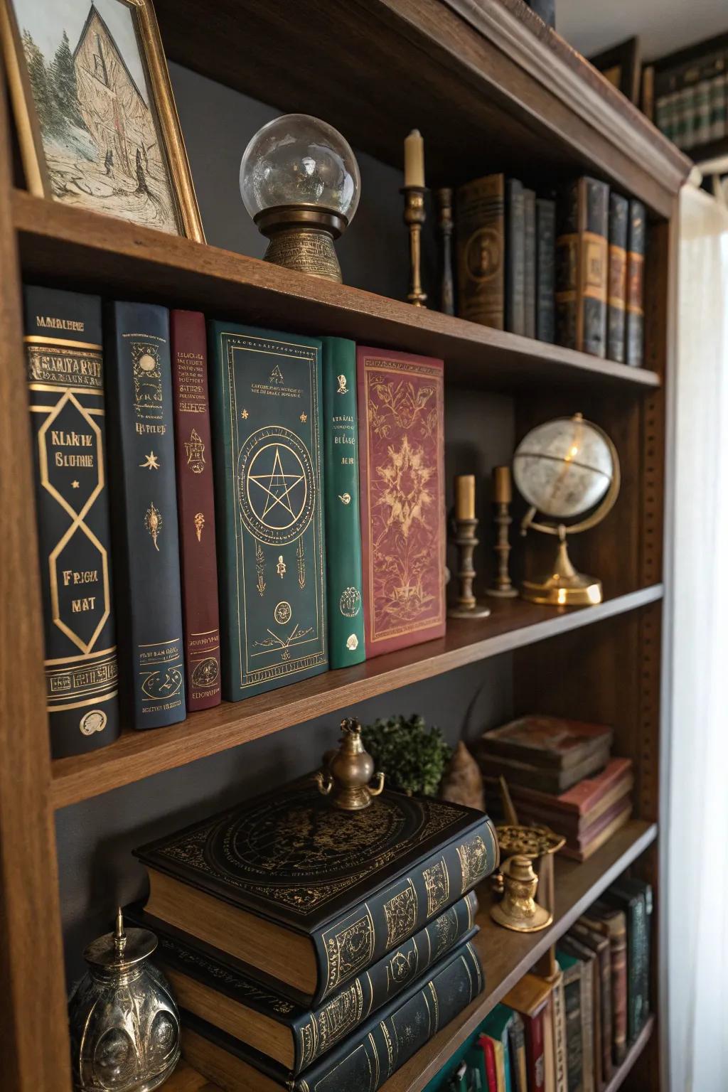 Tomes and artifacts add character and intrigue to your witch room.