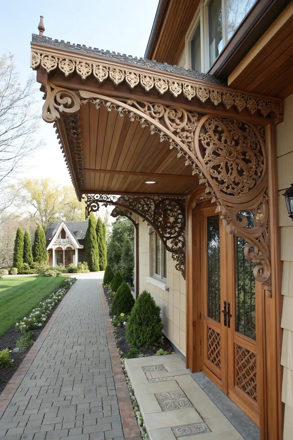 Ornamental mounts contributing refinement to a shelter.